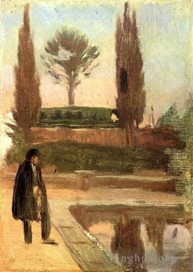 Pablo Picasso Types de peintures - Homme dans un parc 1897