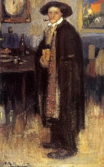 Pablo Picasso Types de peintures - Homme en manteau espagnol 1900