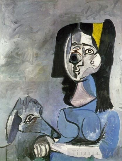 Pablo Picasso Types de peintures - Jacqueline assise avec Kaboul II 1962