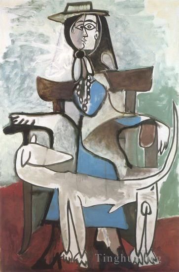 Pablo Picasso Types de peintures - Jacqueline et le chien afghan 1959