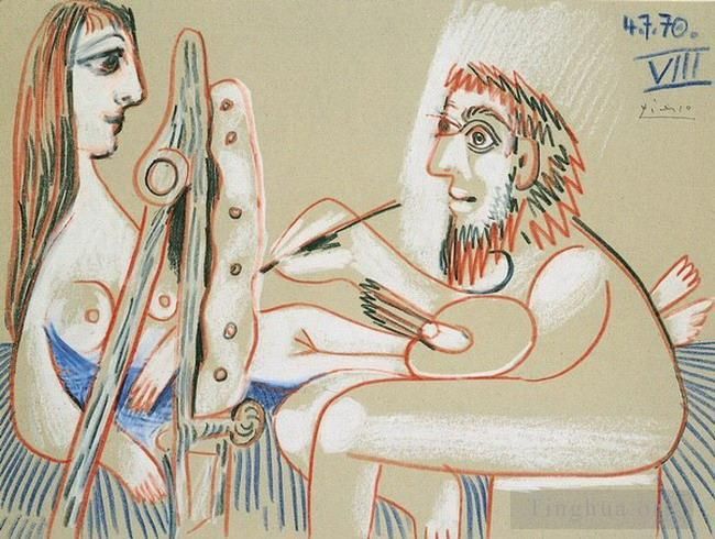 Pablo Picasso Types de peintures - Le peintre et son modèle 1970
