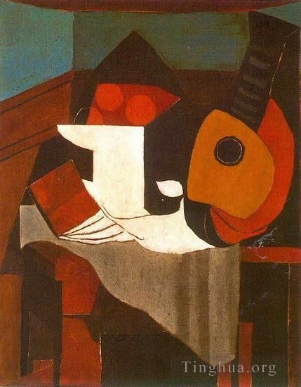 Pablo Picasso Types de peintures - Livre compotier et mandoline 1924