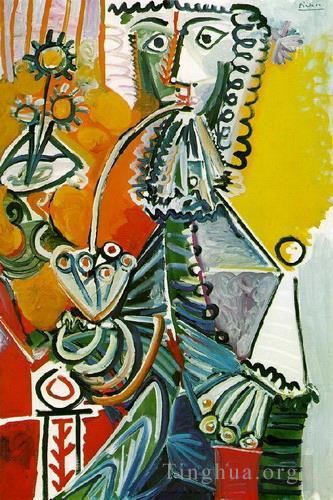 Pablo Picasso Types de peintures - Mousquetaire à la pipe et fleurs 1968