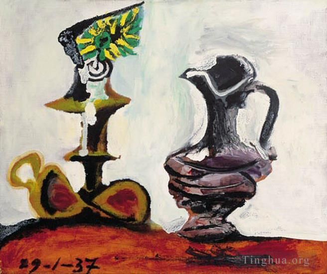 Pablo Picasso Types de peintures - Nature morte à la bougie l 1937