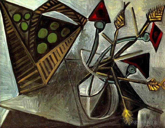 Pablo Picasso Types de peintures - Nature morte au panier de fruits 1942