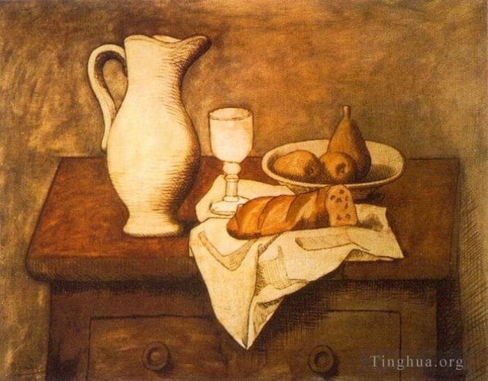 Pablo Picasso Types de peintures - Nature morte avec pichet et pain 1921