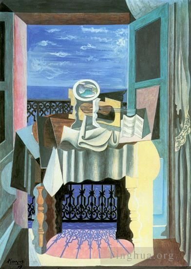 Pablo Picasso Types de peintures - Nature morte devant une fenêtre à Saint Raphaël 1919