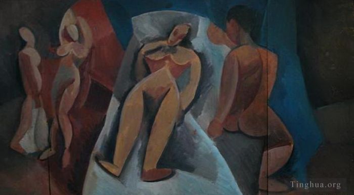 Pablo Picasso Types de peintures - Nu couche avec personnages 1908