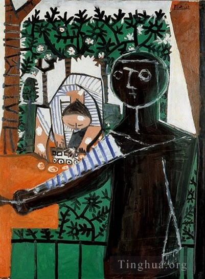 Pablo Picasso Types de peintures - Paloma devant le jardin 1953