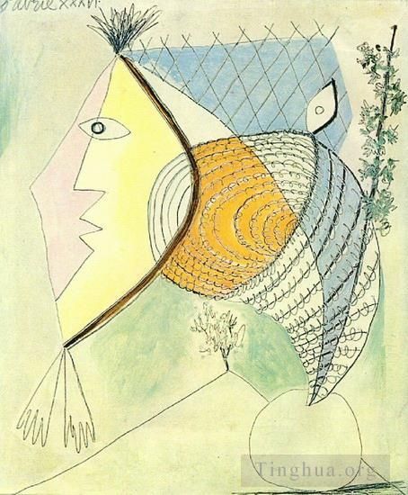 Pablo Picasso Types de peintures - Personnage au coquillage Tête de femme 1936