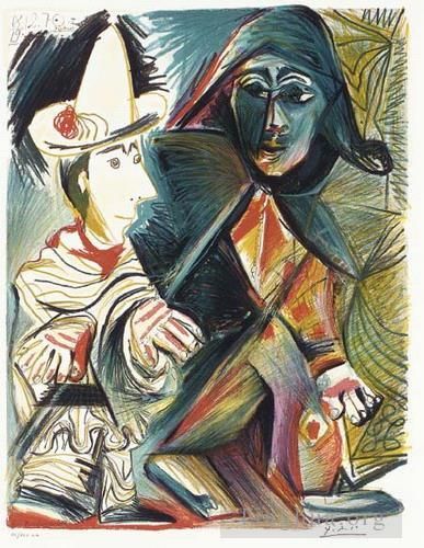 Pablo Picasso Types de peintures - Pierrot et Arlequin 1972