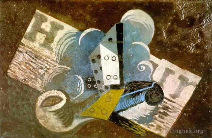 Pablo Picasso Types de peintures - Pipe de journal 1915