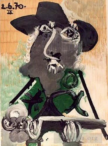 Pablo Picasso Types de peintures - Portrait d'homme au chapeau gris 1970