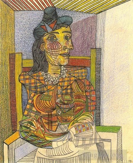 Pablo Picasso Types de peintures - Portrait de Dora Maar assise 1938