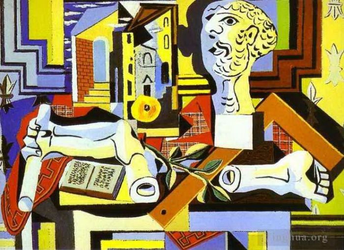 Pablo Picasso Types de peintures - Atelier avec tête en plâtre 1925