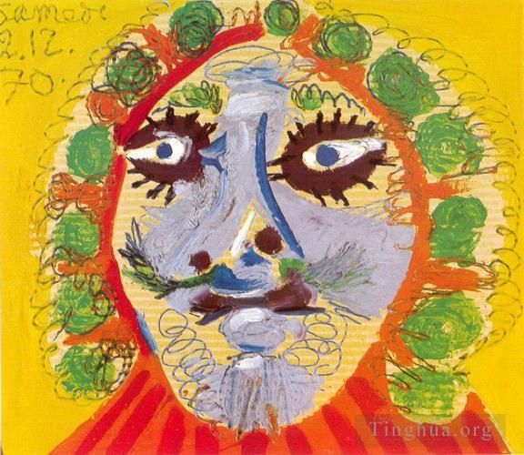 Pablo Picasso Types de peintures - Tête d'homme de face 1970
