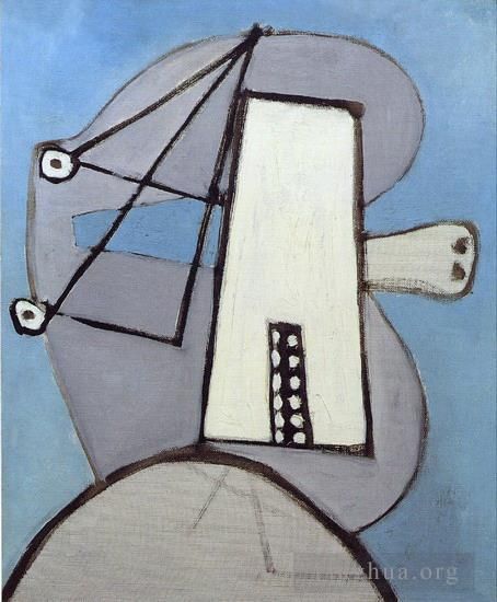 Pablo Picasso Types de peintures - Tête sur fond bleu Figure 1929