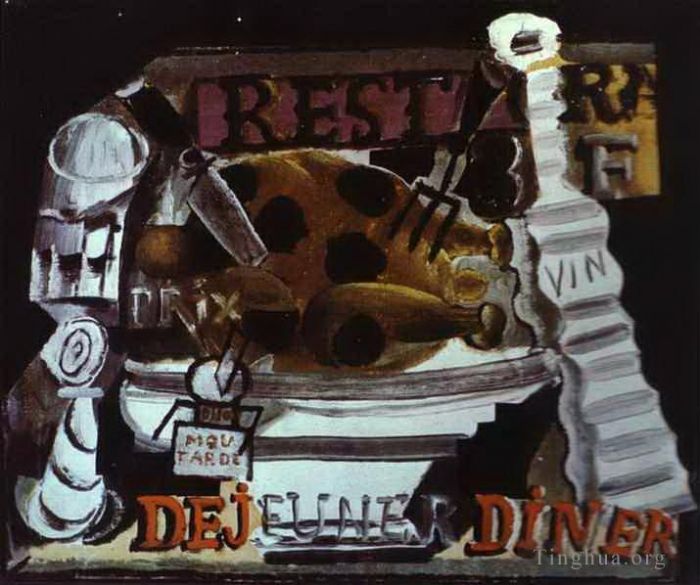 Pablo Picasso Types de peintures - Le Restaurant Dinde aux Truffes et au Vin 1912