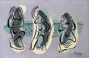 Tous les types de peintures contemporaines - Trois femmes au bord d'une plage 1924