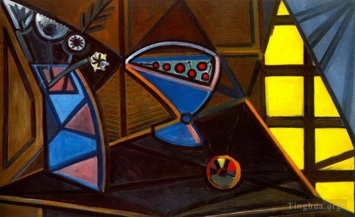 Pablo Picasso Types de peintures - Vase de fleurs et compotier 1943