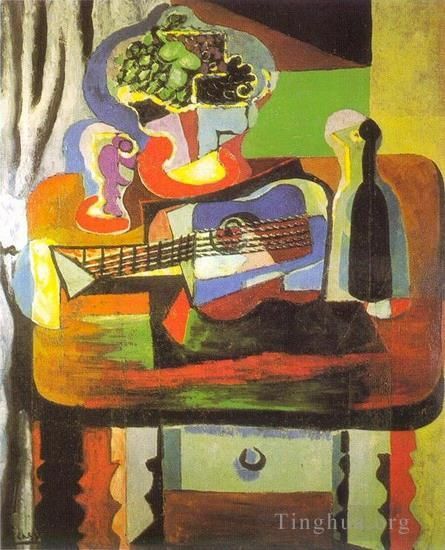 Pablo Picasso Types de peintures - Verre bouquet guitare bouteille 1919