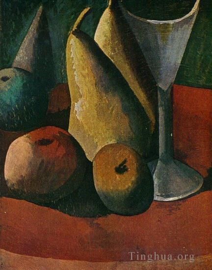 Pablo Picasso Types de peintures - Verre et fruits 1908
