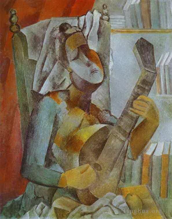 Pablo Picasso Types de peintures - Femme jouant de la mandoline 1909