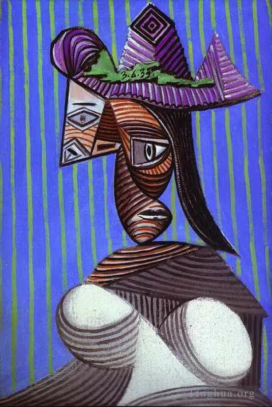 Pablo Picasso Types de peintures - Femme au chapeau dépouillé, 1939