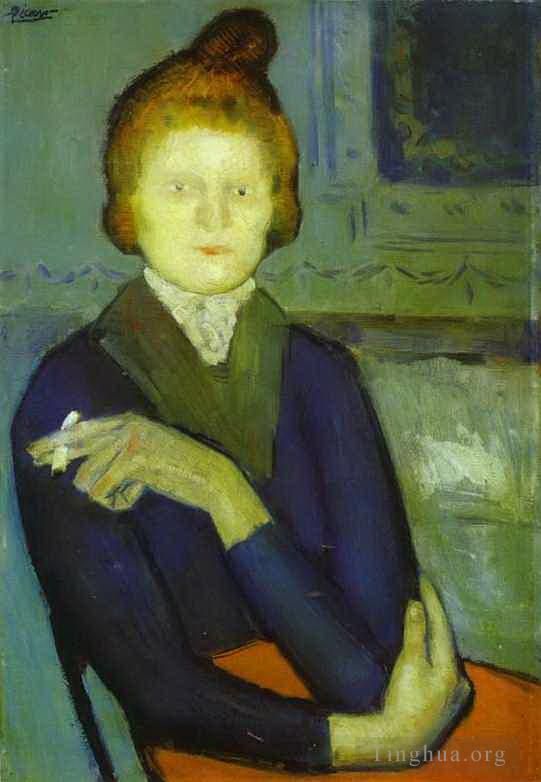 Pablo Picasso Types de peintures - Femme avec une cigarette 1901