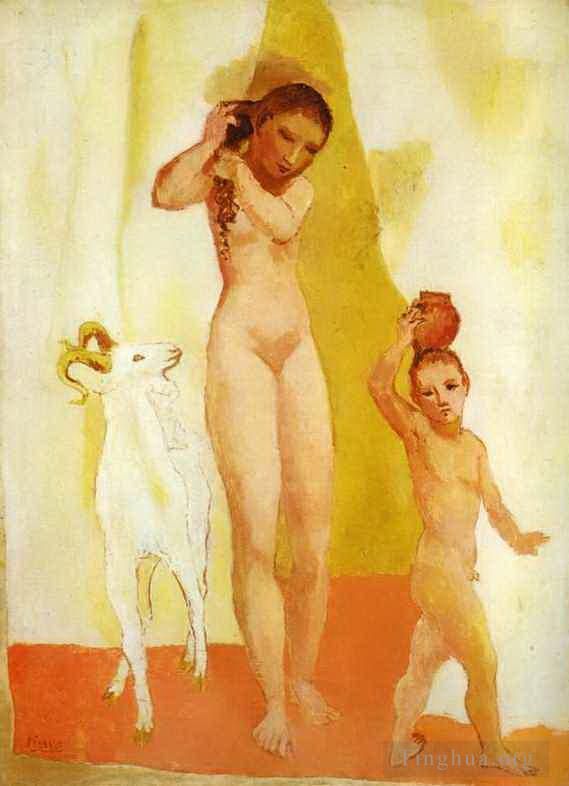 Pablo Picasso Types de peintures - Jeune fille avec une chèvre 1906