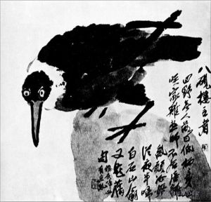 QI Baishi œuvre - Un oiseau au cou blanc