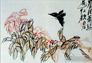 Art chinoises contemporaines - Impatiens et papillon
