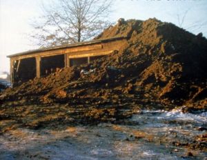Robert Smithson œuvre - Bûcher partiellement enterré 1970