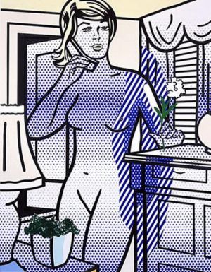Roy Fox Lichtenstein œuvre - Collage pour nu à fleur blanche 1994