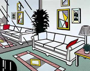 Roy Fox Lichtenstein œuvre - Intérieur avec mur miroir 1991