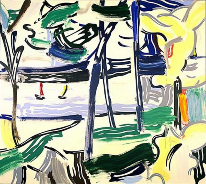 Roy Fox Lichtenstein Types de peintures - Voiliers à travers les arbres 1984