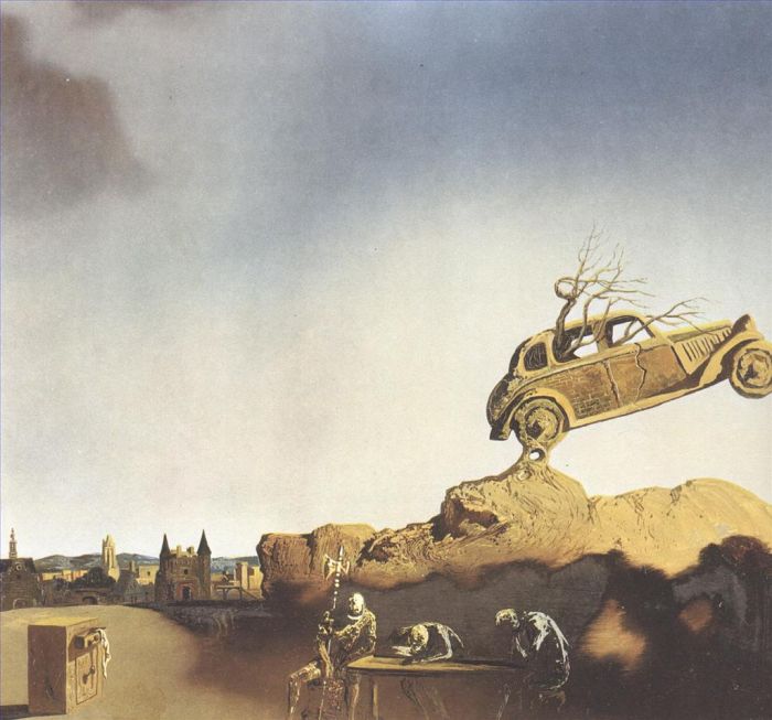 Salvador Dalí Peinture à l'huile - Apparition de la ville de Delft