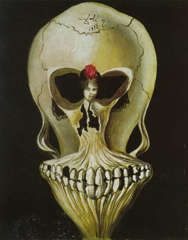 Salvador Dalí Peinture à l'huile - Ballerine dans une tête de mort