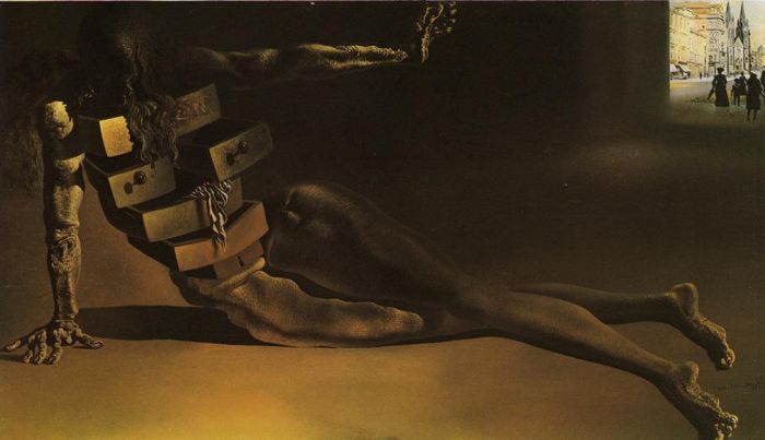 Salvador Dalí Peinture à l'huile - Ville des tiroirs 2