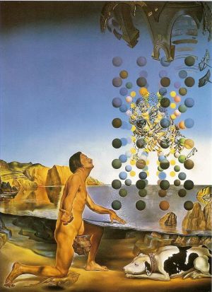 Salvador Dalí œuvre - Dali nue en contemplation devant les cinq corps réguliers