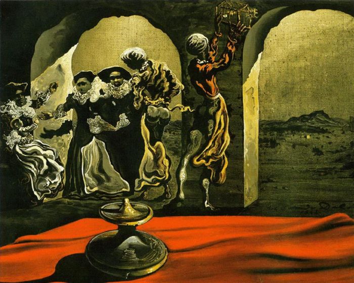 Salvador Dalí Peinture à l'huile - Buste disparu de Voltaire