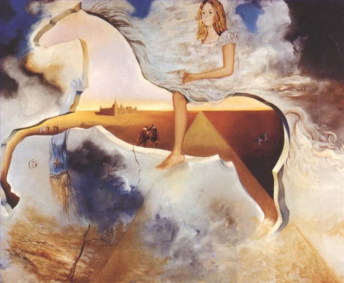 Salvador Dalí Peinture à l'huile - Portrait équestre de Carmen Bordiu Franco