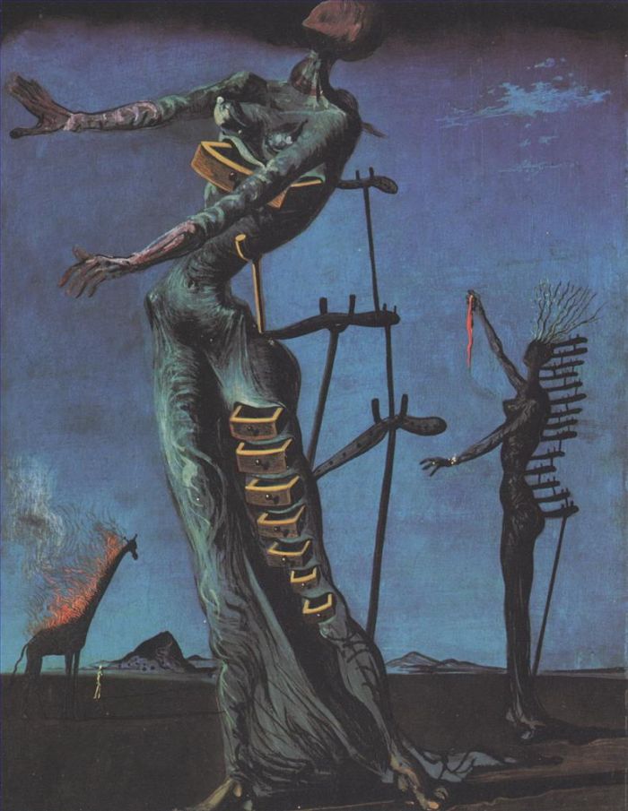 Salvador Dalí Peinture à l'huile - Girafe enflammée