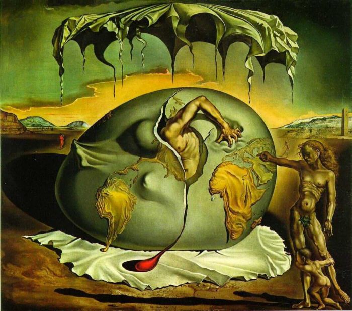 Salvador Dalí Peinture à l'huile - Enfant géopolitique observant la naissance de l’homme nouveau