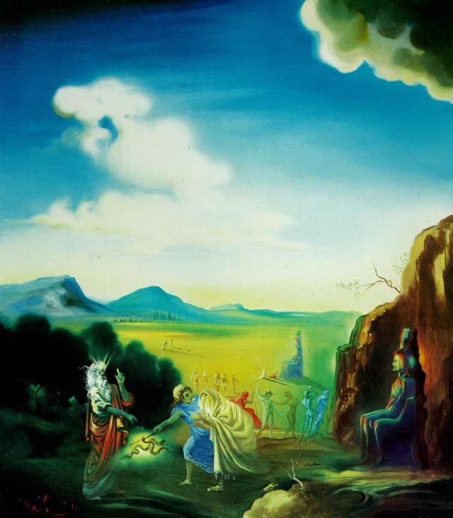 Salvador Dalí Peinture à l'huile - Moïse et le Pharaon