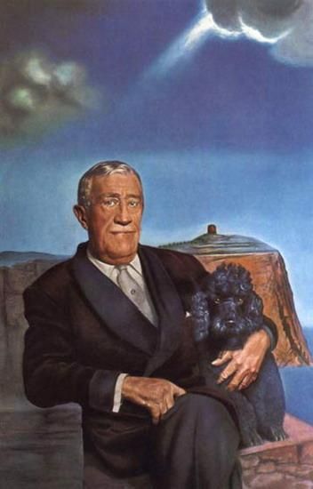 Salvador Dalí Peinture à l'huile - Portrait de Chester Dale et de son chien Coco