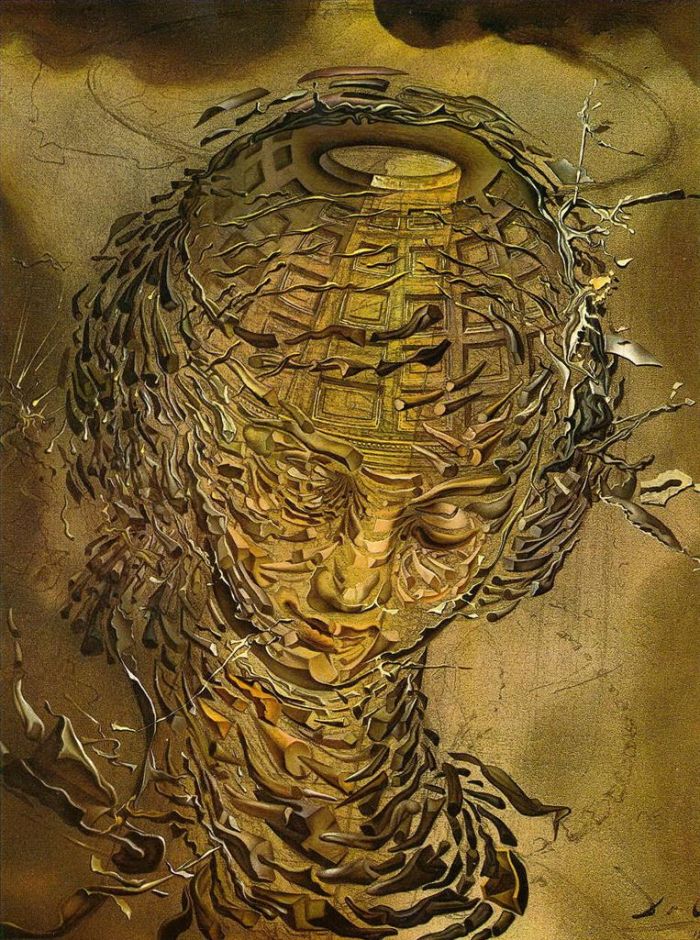 Salvador Dalí Peinture à l'huile - Tête raphaelesque qui explose