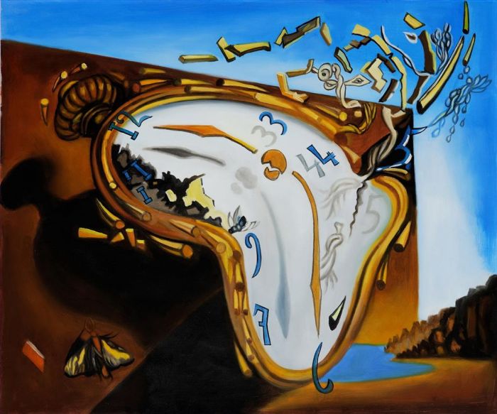 Salvador Dalí Peinture à l'huile - Surveillance douce au moment de l'explosion