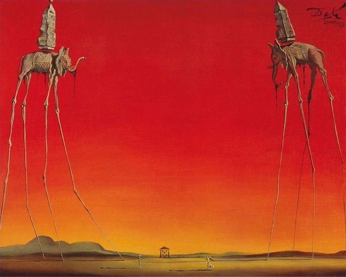 Salvador Dalí Peinture à l'huile - Les éléphants