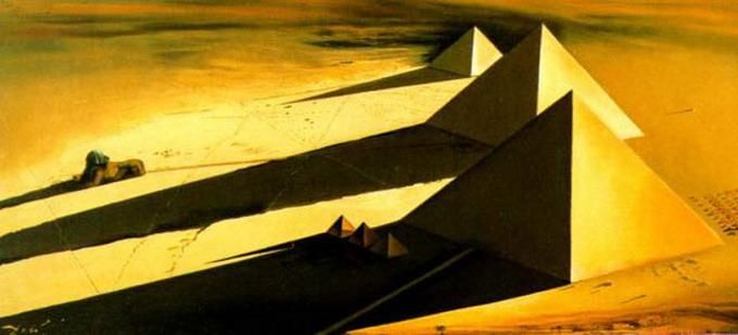 Salvador Dalí Peinture à l'huile - Les Pyramides et le Sphynx de Gizeh